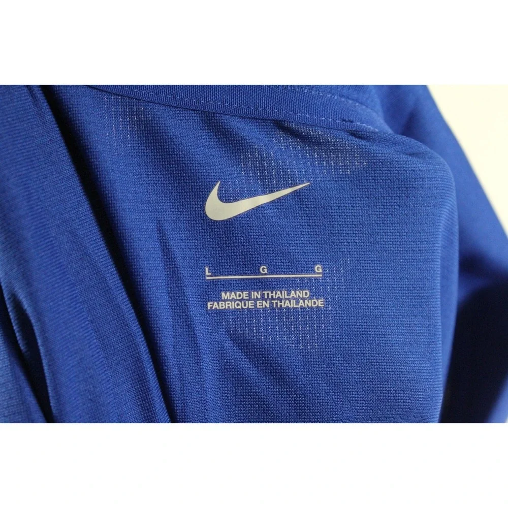Nike Women Blue Golf Polo Shirt Collared V Neck Short Sleeve Size Large
